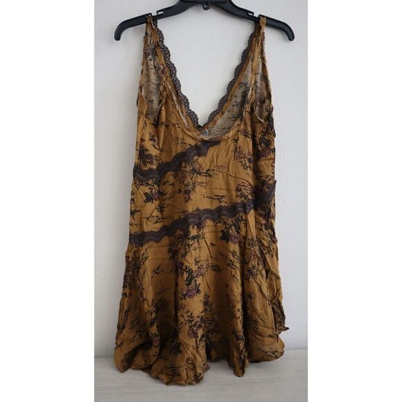 Intimately FP OB1546613 Women Sz XS Brown Slip My Mind Printed Trapeze Dress - Picture 2 of 9